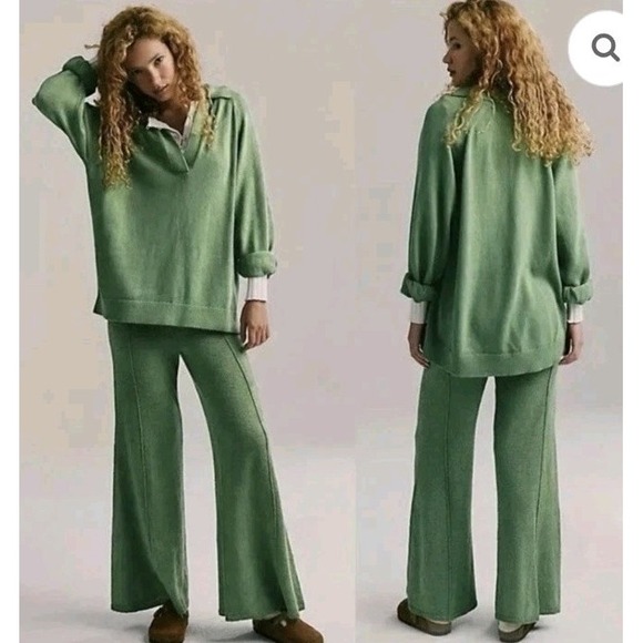 Free People Pants - NWT Free People Beach Drea Sweater Set Women Sz M Sweater Wide Leg Pants Lounge